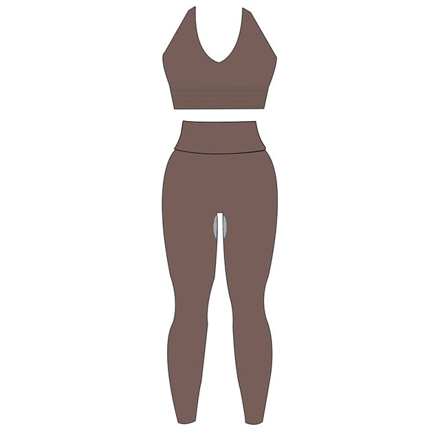 ASHEYWR New Seamless Sets Women Workout Shockproof Gather Undershirt Bra Two-Piece Set Slim Push Up Leggings Fitness Suit Female