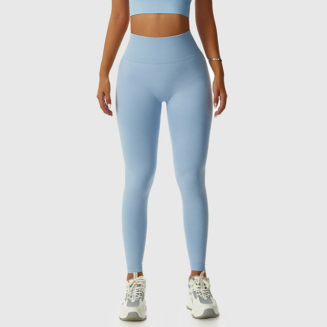 ASHEYWR New Seamless Sets Women Workout Shockproof Gather Undershirt Bra Two-Piece Set Slim Push Up Leggings Fitness Suit Female