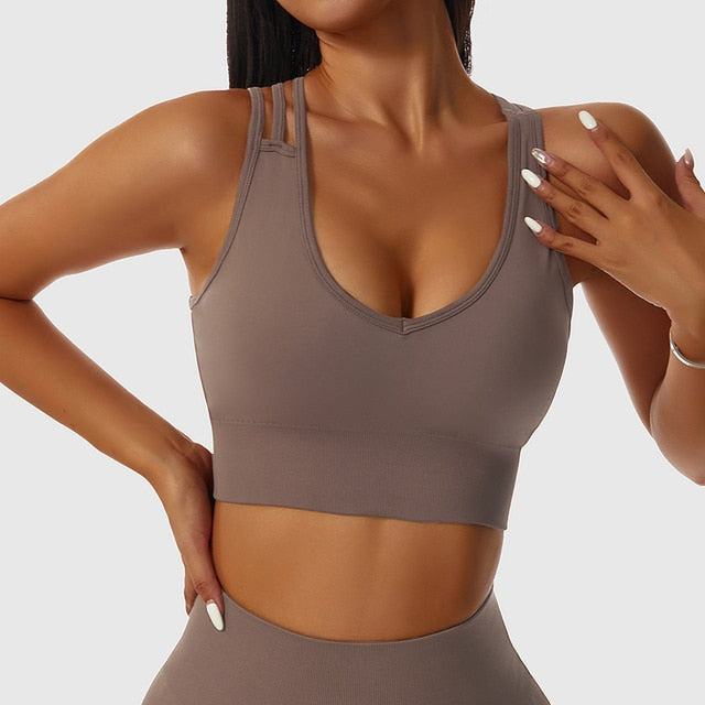 ASHEYWR New Seamless Sets Women Workout Shockproof Gather Undershirt Bra Two-Piece Set Slim Push Up Leggings Fitness Suit Female
