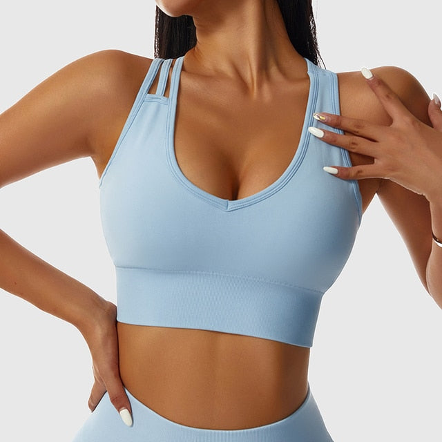 ASHEYWR New Seamless Sets Women Workout Shockproof Gather Undershirt Bra Two-Piece Set Slim Push Up Leggings Fitness Suit Female