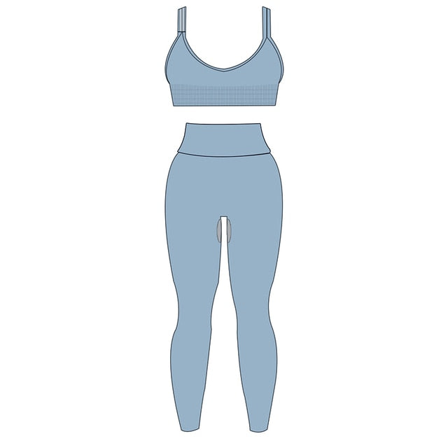 ASHEYWR New Seamless Sets Women Workout Shockproof Gather Undershirt Bra Two-Piece Set Slim Push Up Leggings Fitness Suit Female