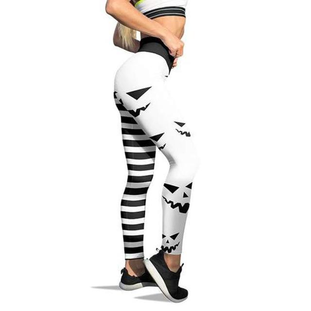 FCCEXIO Gothic New High Waist Fitness Colorful striped Bat Print Leggings Women Workout Legging Fashion Jeggings Women Pants