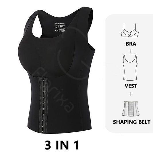 Flarixa ️3 in 1 Waist Trainer Body Shaper Women Posture Corrector Push Up Bra Slimming Underwear Sheath Tummy Control Tank Tops