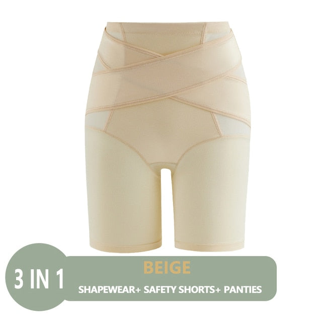 Flarixa Plus Size Women's Waist Trainer Body Shaper Tummy Control Shorts High Waist Flat Belly Panties Butt Lifter Pants Boxer