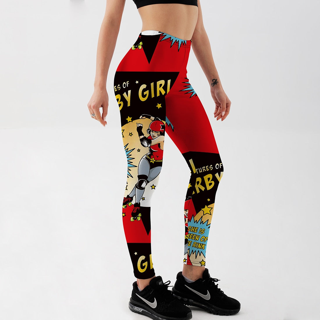 Qickitout Fitness Leggings Women Workout Push Up Legging Digital Print Anime Character Skating Girl Jeggings Pants