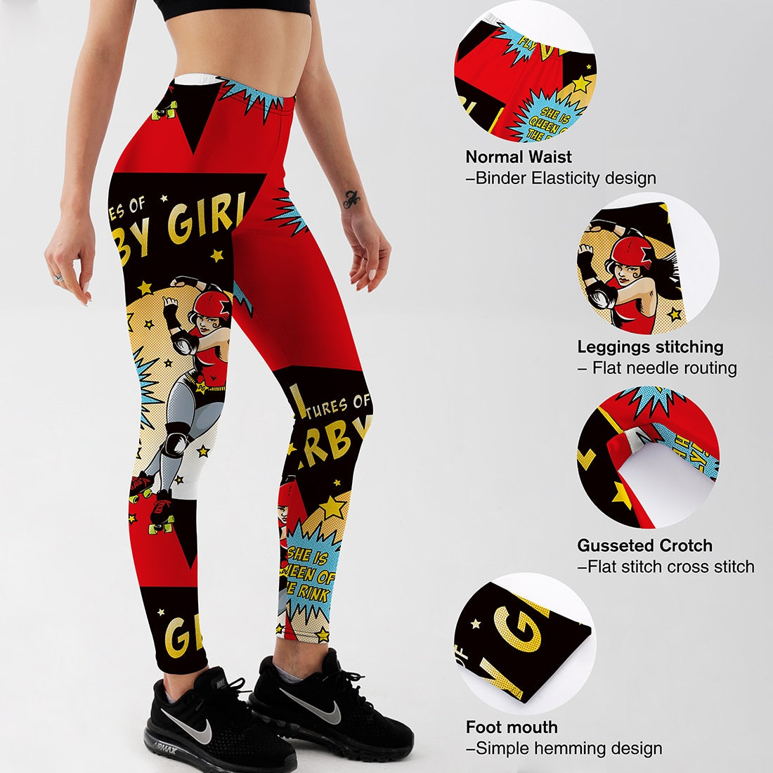 Qickitout Fitness Leggings Women Workout Push Up Legging Digital Print Anime Character Skating Girl Jeggings Pants