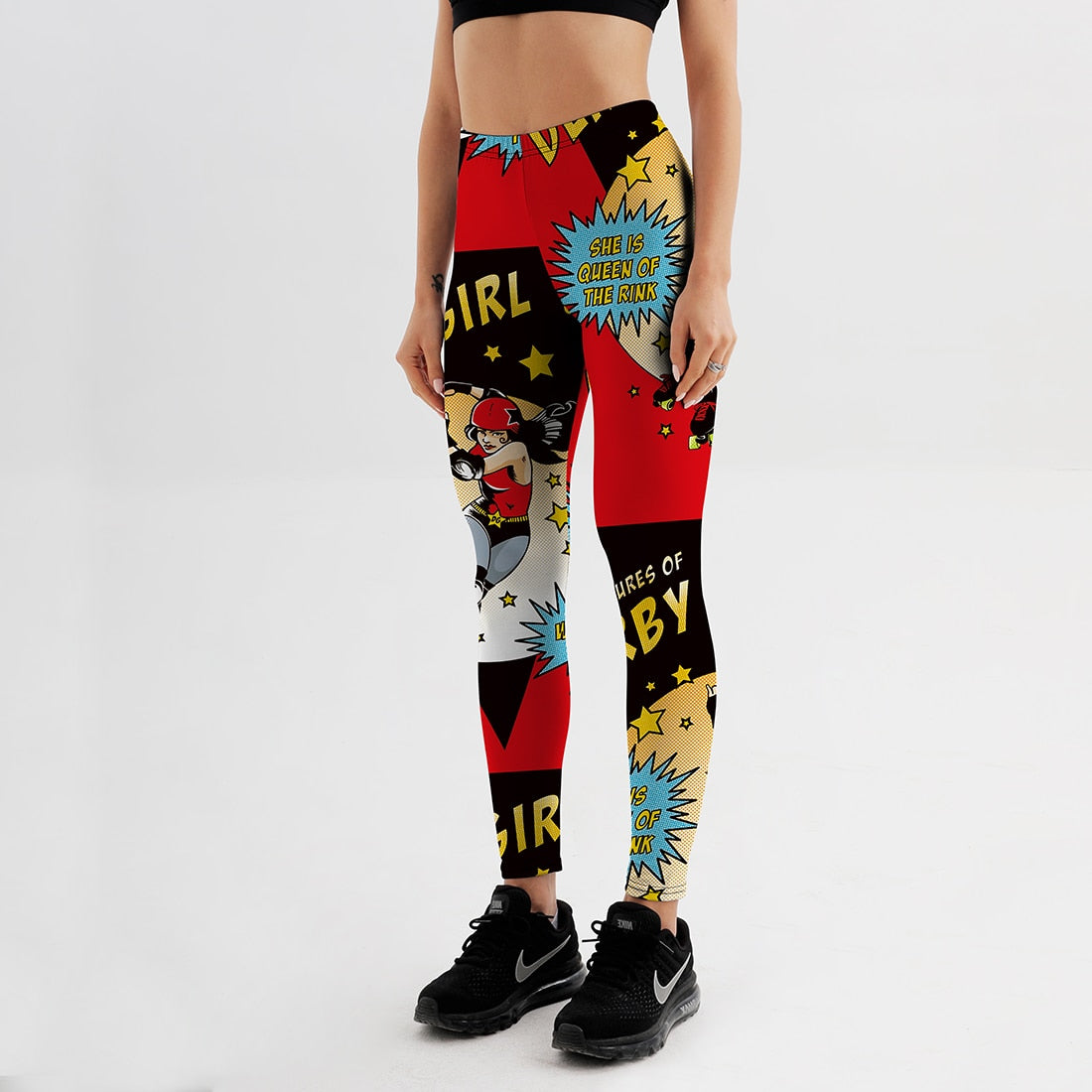 Qickitout Fitness Leggings Women Workout Push Up Legging Digital Print Anime Character Skating Girl Jeggings Pants