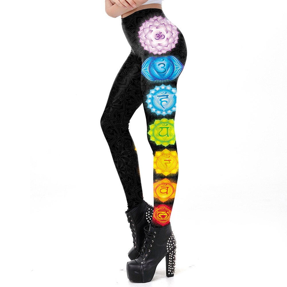 NADANBAO Seven Chakra Mandala Leggings Women Workout Pants Aztec Round OM Printed Leggins Fashion Outdoor Legins