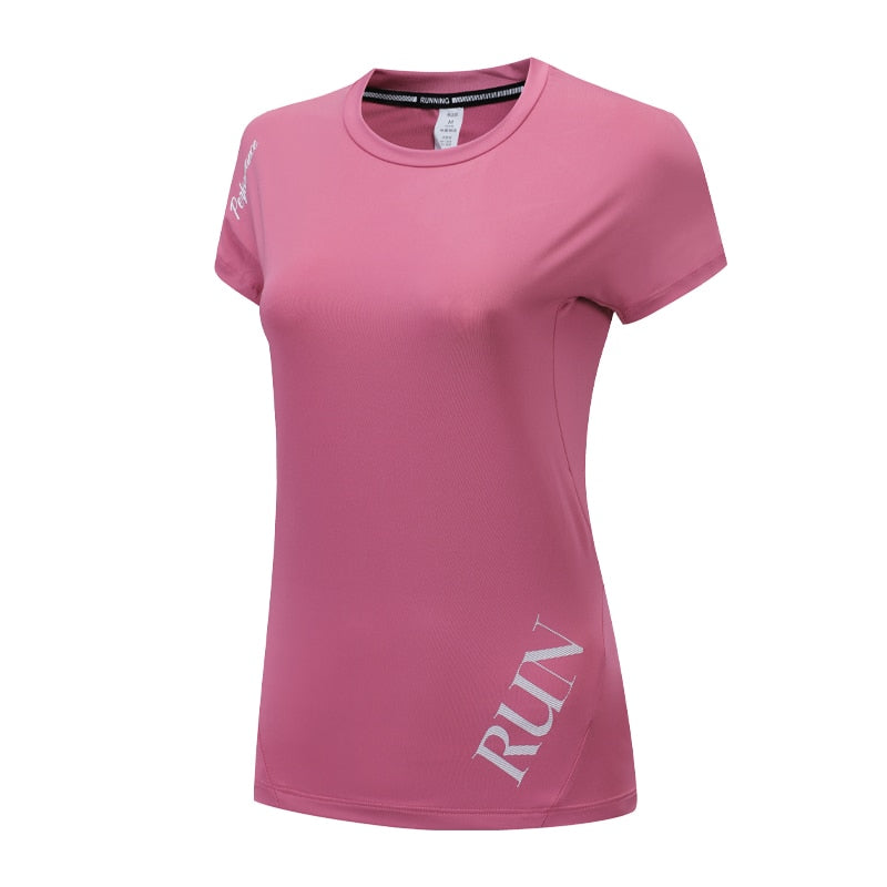Yoga Run Clothes Breathable Sport Quick Dry Women Workout Shirts Traning Gym Blouse Outdoor Active Slim Short Sleeves