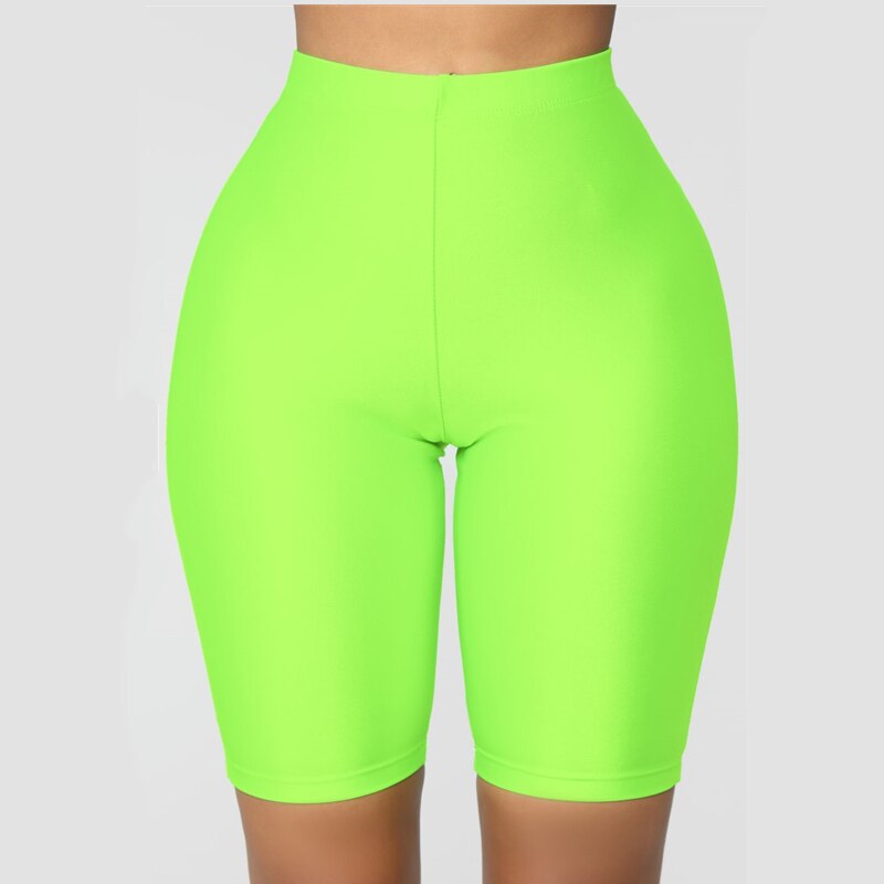 Womens Shorts Hip Gym Fitness Workout Leggings Women High Waist Green Pink Black Shiny Skinny Sport Shorts