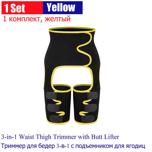 MTATMT Sweat Waist Trainer Thigh Trimmer for Women Workout Fitness High Waist Butt Lifter Shapewear Belt 3 in 1 Adjustable Belt