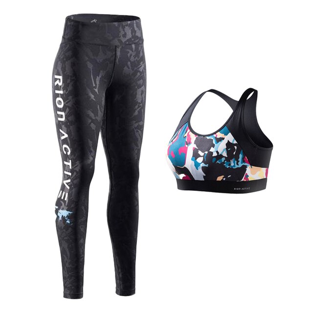 RION Women Workout Sets 2 Piece Seamless Yoga Suit High Wiasted Sport Running Leggings Bra Gym Sports Sets Breathable Sportswear