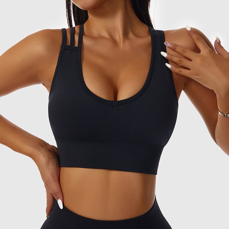 ASHEYWR New Seamless Sets Women Workout Shockproof Gather Undershirt Bra Two-Piece Set Slim Push Up Leggings Fitness Suit Female