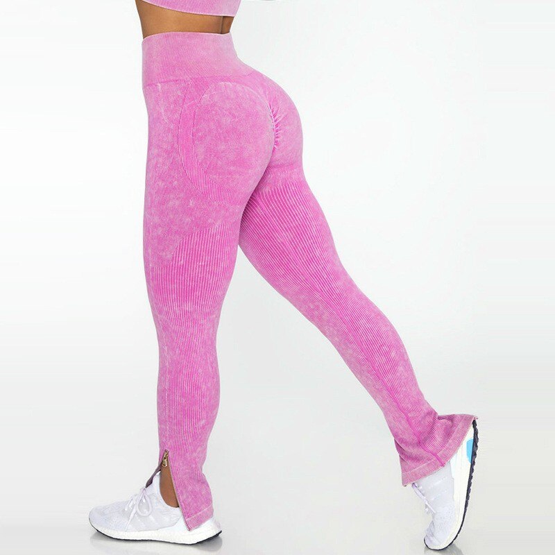 Seamless Gym Set Scrunch Butt Leggings Women Workout Clothing Sports Bra Crop Top Ribbed Long Sleeves Fitness Leggings Outfits