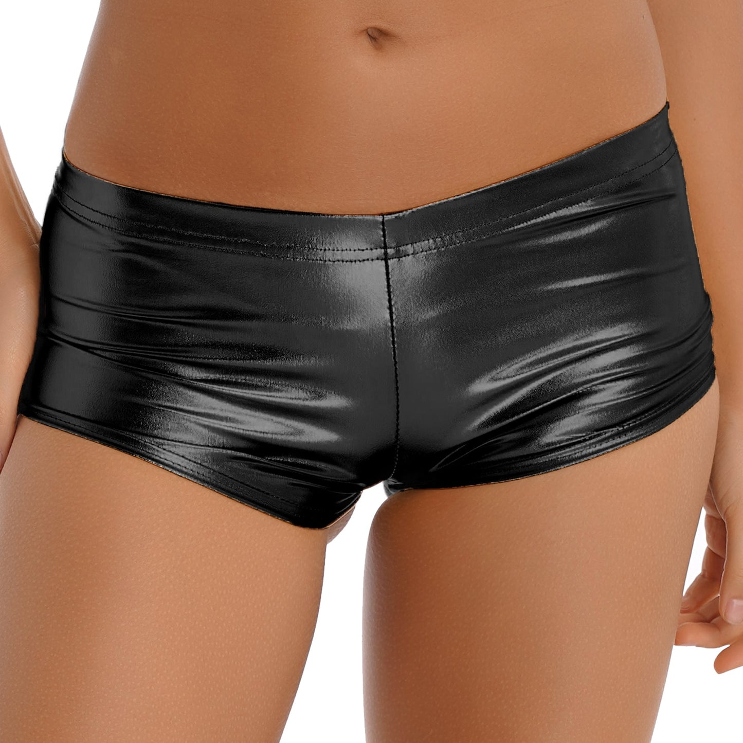 Womens Shorts Clothing Femme Shiny Low Waist Booty Shorts Elastic Waistband Hot Shorts Pants Club Performance Swimming Shorts