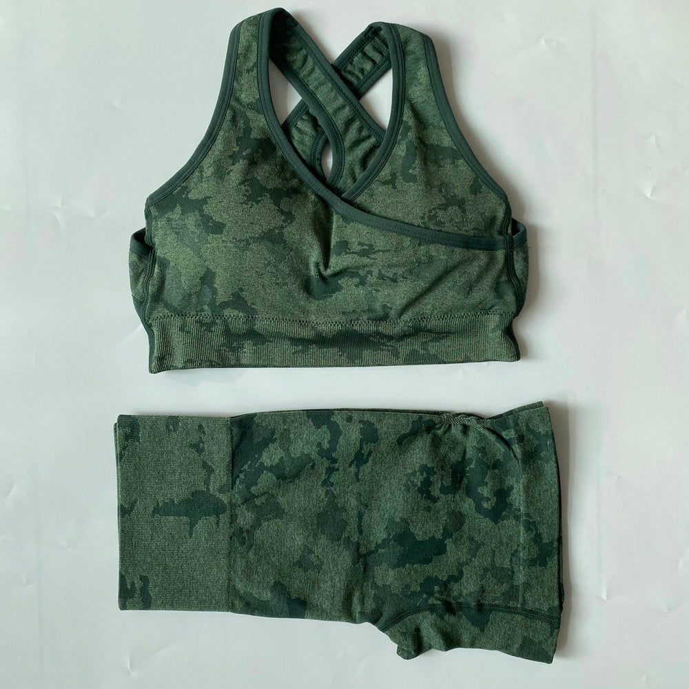 Adapt Camo Seamless Yoga Set For Women Workout Summer Clothes Sports Bra Fitness Shorts Leggings Gym Clothing Outfit Shorts Set