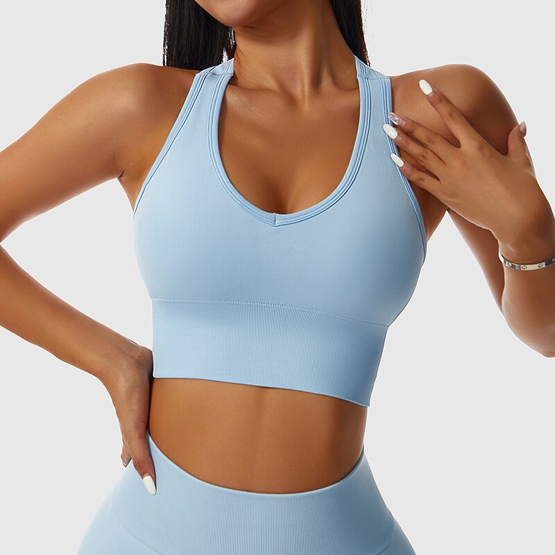 ASHEYWR New Seamless Sets Women Workout Shockproof Gather Undershirt Bra Two-Piece Set Slim Push Up Leggings Fitness Suit Female
