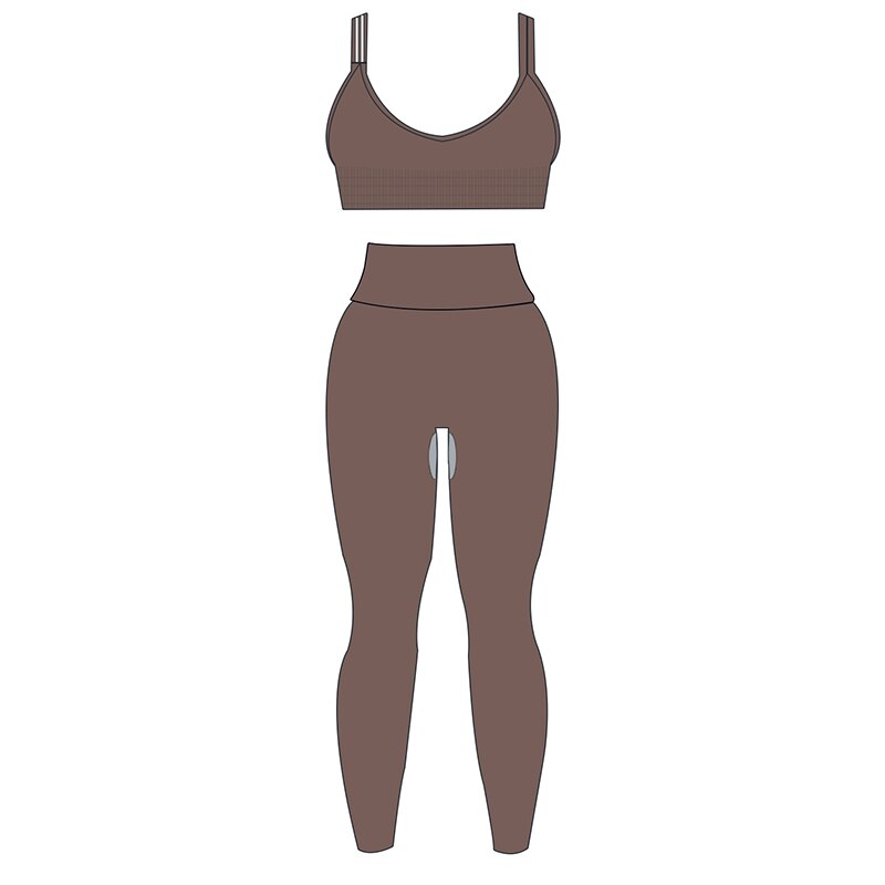 ASHEYWR New Seamless Sets Women Workout Shockproof Gather Undershirt Bra Two-Piece Set Slim Push Up Leggings Fitness Suit Female