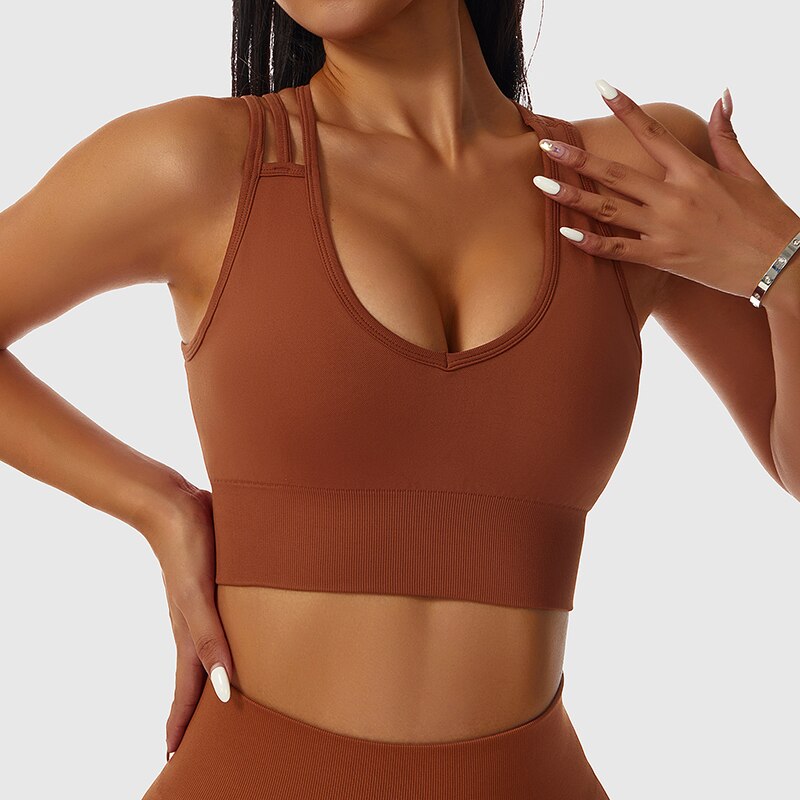 ASHEYWR New Seamless Sets Women Workout Shockproof Gather Undershirt Bra Two-Piece Set Slim Push Up Leggings Fitness Suit Female