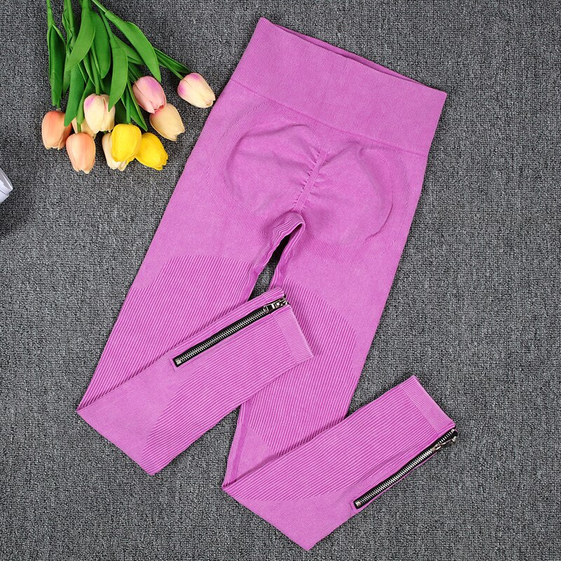 NORMOV Wash Ribbed Yoga Sets 1/2 PCS Sports Sets Zipper Bra Shirts High Waist Fitness Leggings Shorts Women Workout Sets Summer