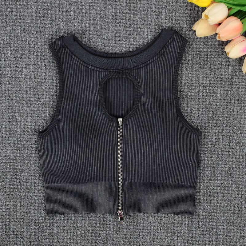 NORMOV Wash Ribbed Yoga Sets 1/2 PCS Sports Sets Zipper Bra Shirts High Waist Fitness Leggings Shorts Women Workout Sets Summer