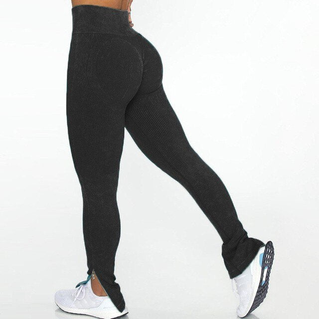 Seamless Gym Set Scrunch Butt Leggings Women Workout Clothing Sports Bra Crop Top Ribbed Long Sleeves Fitness Leggings Outfits