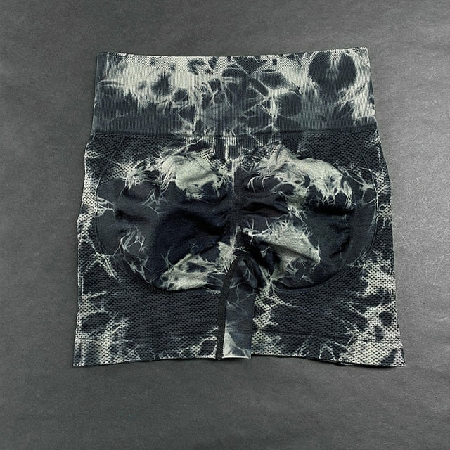Summer Women's Yoga Shorts Tie Dye Printed High Waist Leggings Cycling Running Sports Shorts Gym clothing with free shipping
