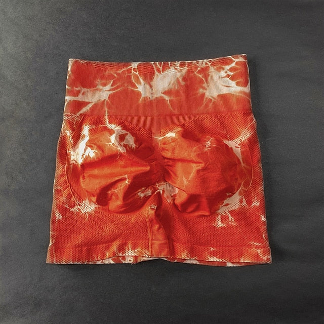 Summer Women's Yoga Shorts Tie Dye Printed High Waist Leggings Cycling Running Sports Shorts Gym clothing with free shipping