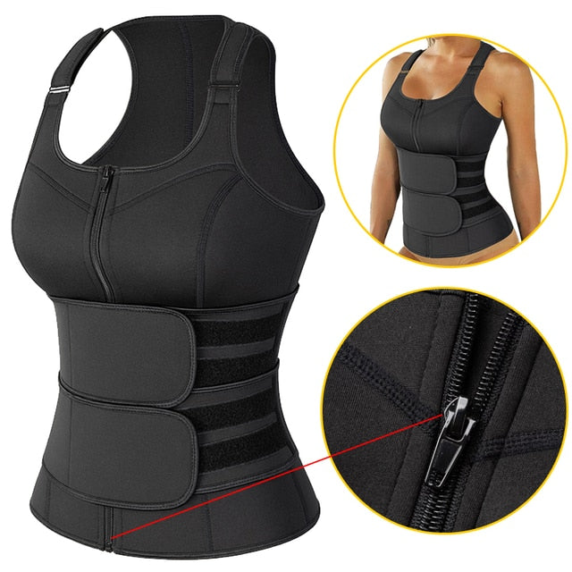 Waist Trainer Body Shaper for Women Plus Size 2 Straps Steel Bones Workout Sauna Trimmer Neoprene Slimming Exercise Corset Tops