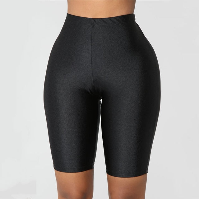 Womens Shorts Hip Gym Fitness Workout Leggings Women High Waist Green Pink Black Shiny Skinny Sport Shorts