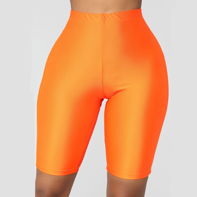 Womens Shorts Hip Gym Fitness Workout Leggings Women High Waist Green Pink Black Shiny Skinny Sport Shorts