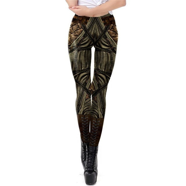 [You're My Secret] Steampunk Women Workout Leggings Mechanical Slim Fitness Leggins Ankle-Pants Gear 3D Printing Elastic Legins
