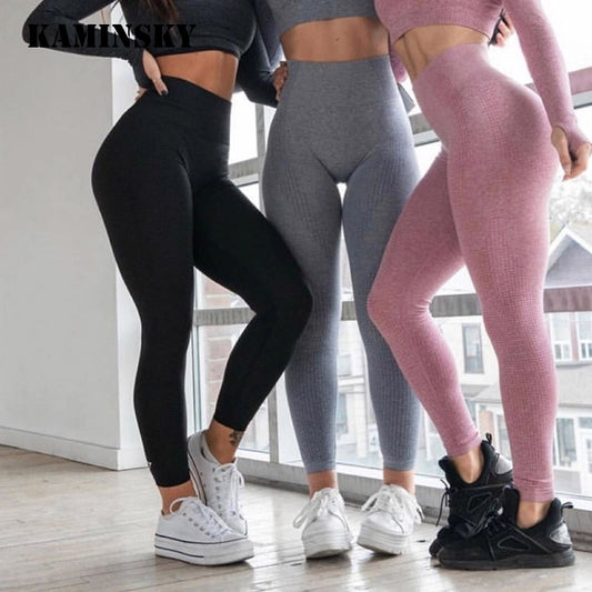 Kaminsky 14 couleurs taille haute Leggings sans couture pour les femmes solide Push Up Leggins athlétique pantalons de survêtement vêtements de sport Fitness Leggings