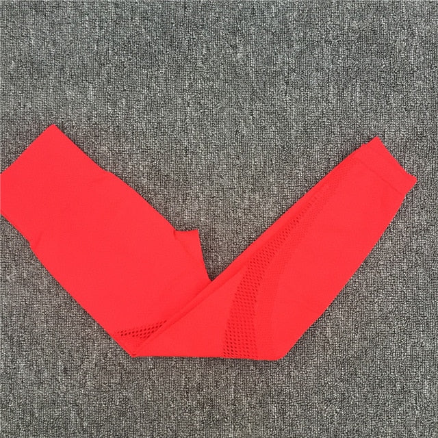 Yoga Set Women Sport Suit Gym Clothes 2 Piece Seamless Hollow Out Fitness Long Sleeve Crop Top High Waist Workout Leggings