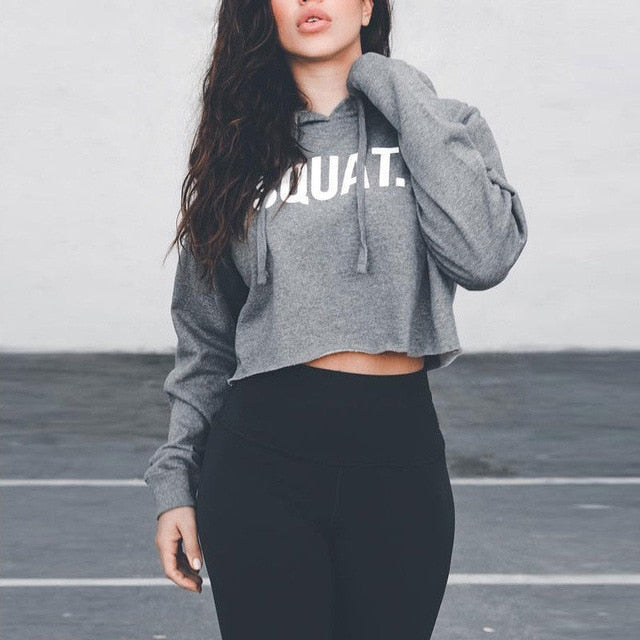 Letter Crop Top Sports Yoga Shirts women Spring Autumn Long Sleeves Hoodie Sweatshirt Sports Fitness Gym Workout T-shirts