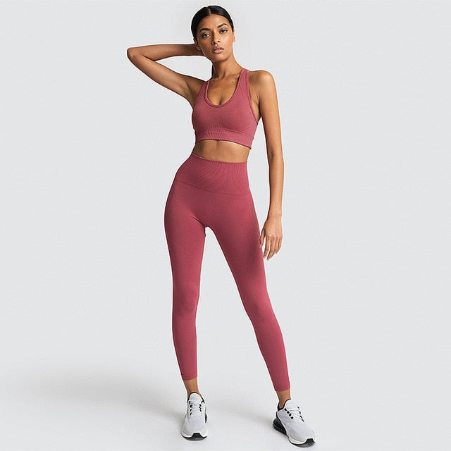 seamless hyperflex workout set sport leggings and top set yoga outfits for women sportswear athletic clothes gym sets 2 piece