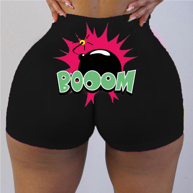 Plus Size Summer Black Y2K Print High Waist Skinny Shorts Women Clothes Graphic Grunge Spandex Vintage Harajuku Biker Shorts