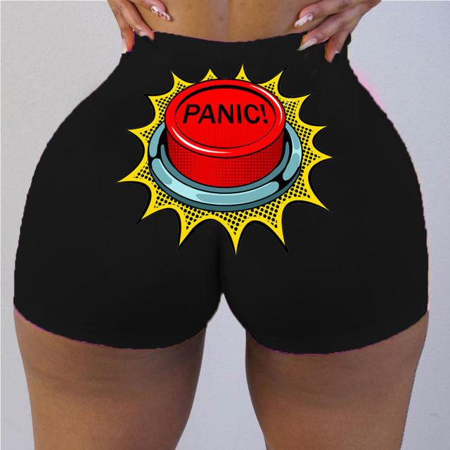 Plus Size Summer Black Y2K Print High Waist Skinny Shorts Women Clothes Graphic Grunge Spandex Vintage Harajuku Biker Shorts