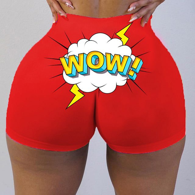 Plus Size Summer Black Y2K Print High Waist Skinny Shorts Women Clothes Graphic Grunge Spandex Vintage Harajuku Biker Shorts
