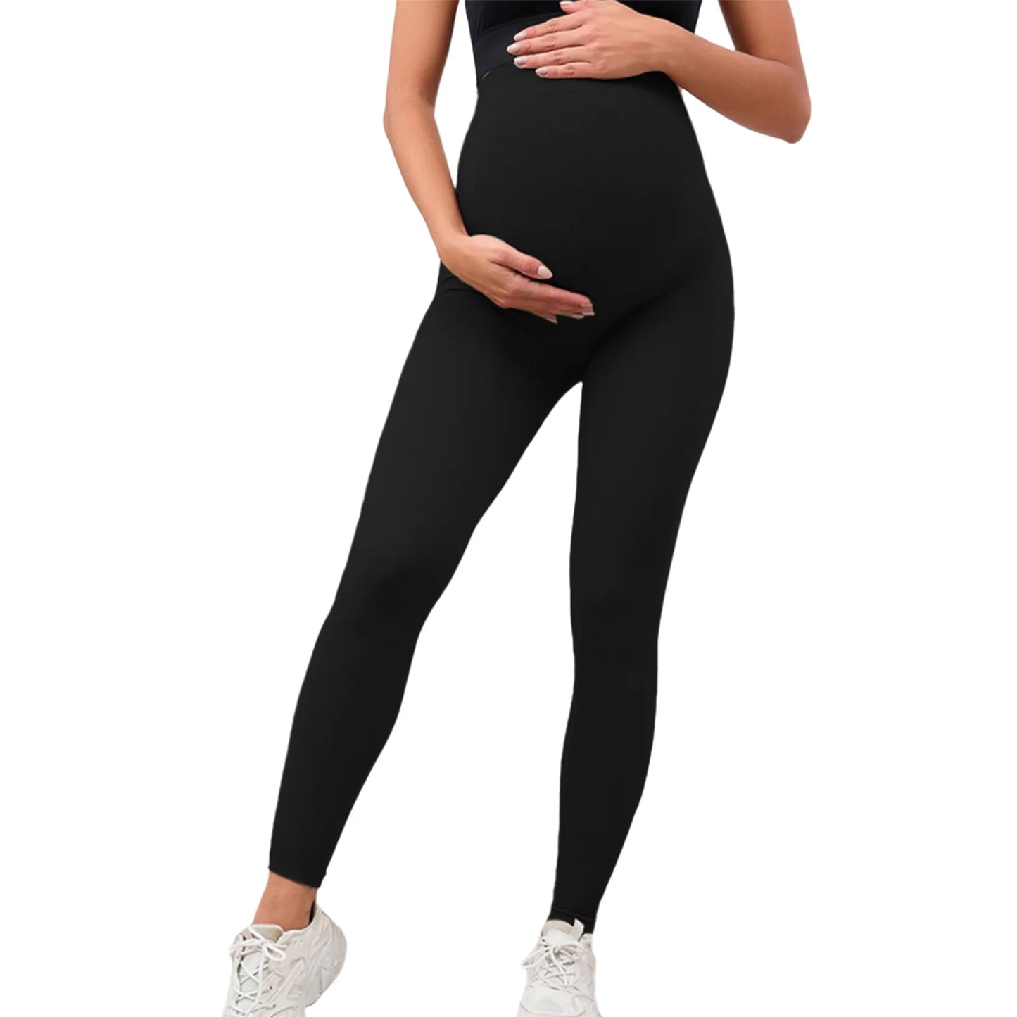 Maternity Casual Yoga Leggings with Belly Support Pregnant Woman High Waist Pilates Pants Trousers for Sports Workout Daily Wear