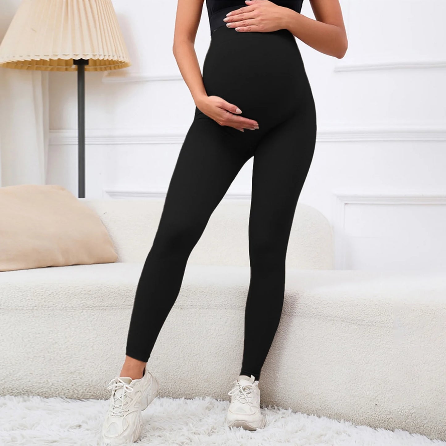 Maternity Casual Yoga Leggings with Belly Support Pregnant Woman High Waist Pilates Pants Trousers for Sports Workout Daily Wear