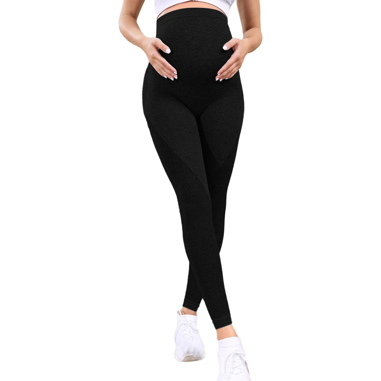 Maternity Casual Yoga Leggings with Belly Support Pregnant Woman High Waist Pilates Pants Trousers for Sports Workout Daily Wear