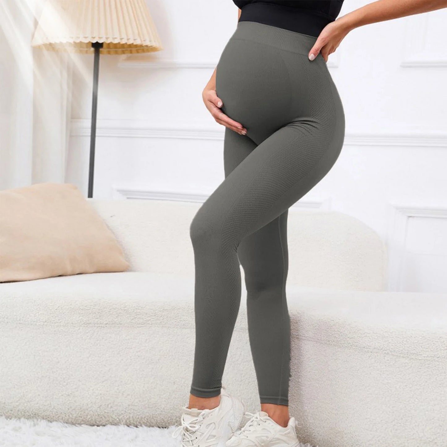 Maternity Casual Yoga Leggings with Belly Support Pregnant Woman High Waist Pilates Pants Trousers for Sports Workout Daily Wear
