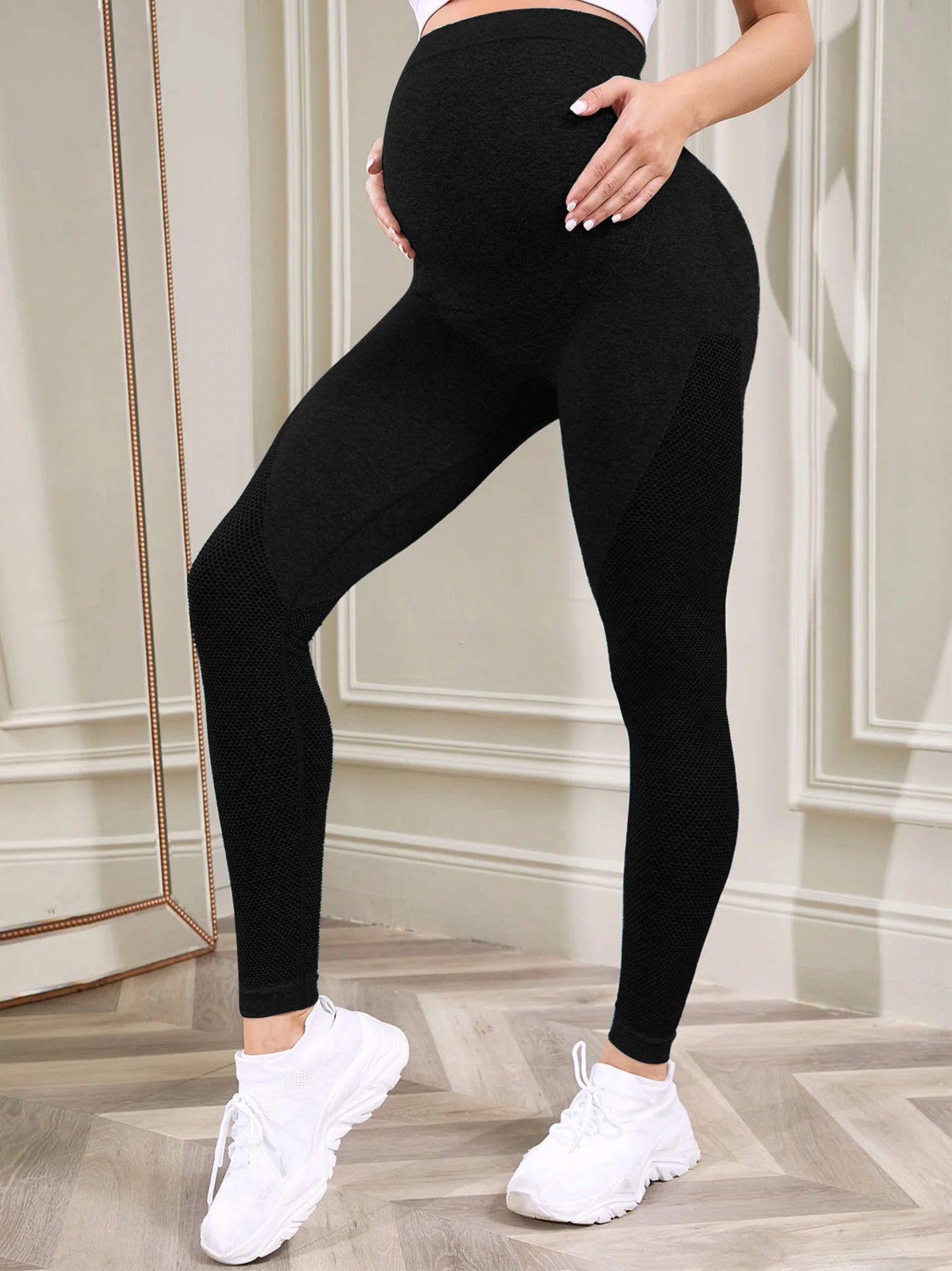 Maternity Casual Yoga Leggings with Belly Support Pregnant Woman High Waist Pilates Pants Trousers for Sports Workout Daily Wear