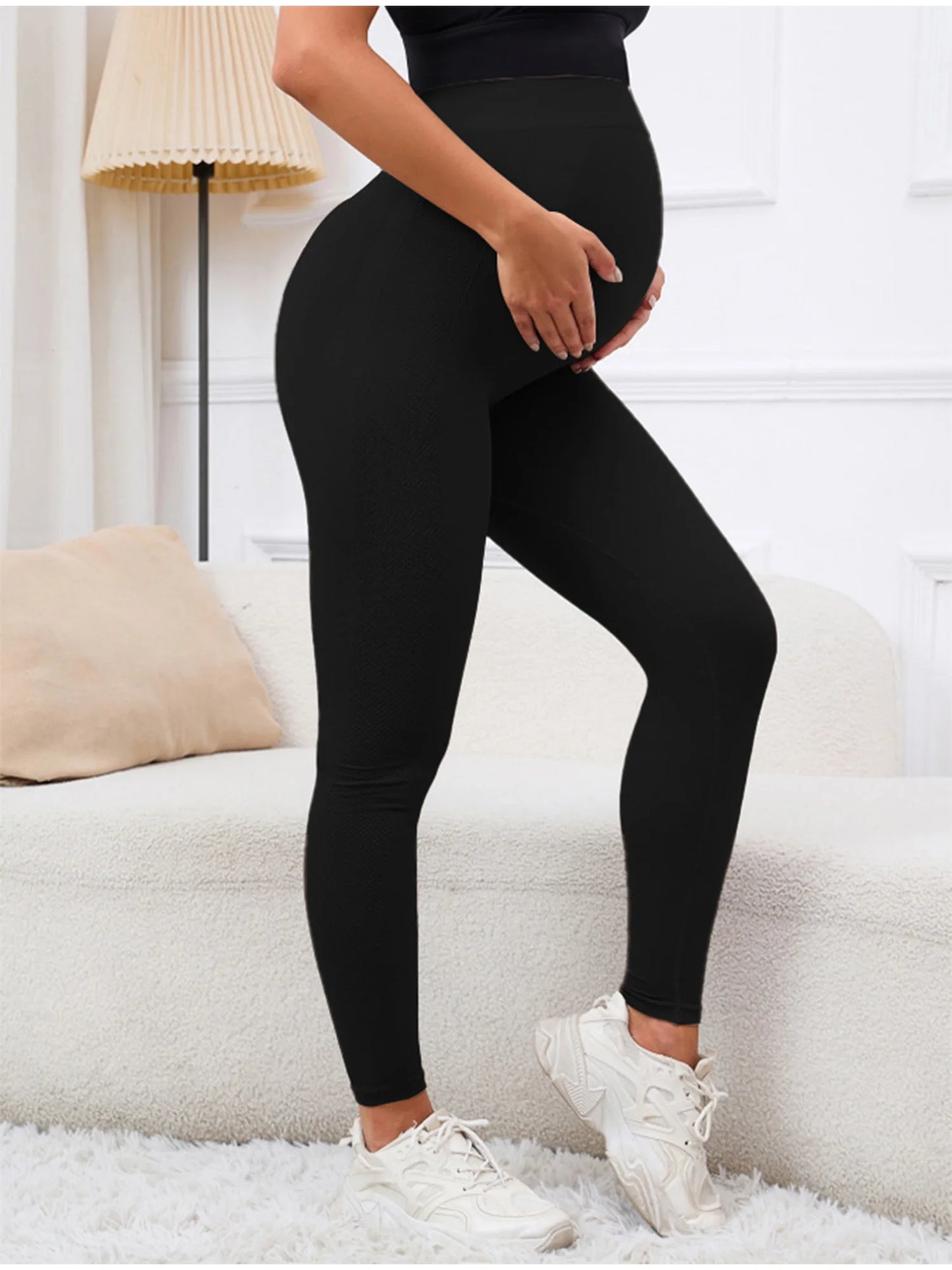 Maternity Casual Yoga Leggings with Belly Support Pregnant Woman High Waist Pilates Pants Trousers for Sports Workout Daily Wear