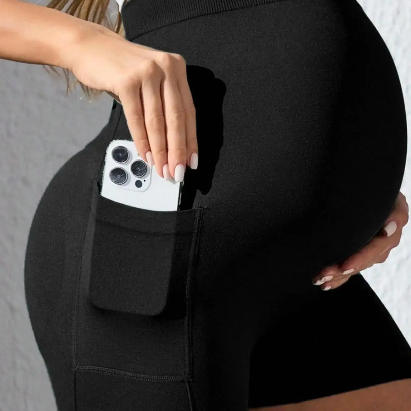 Women's Maternity Yoga Shorts Over The Belly Bump Summer Workout Running Active Short Pants with Pockets