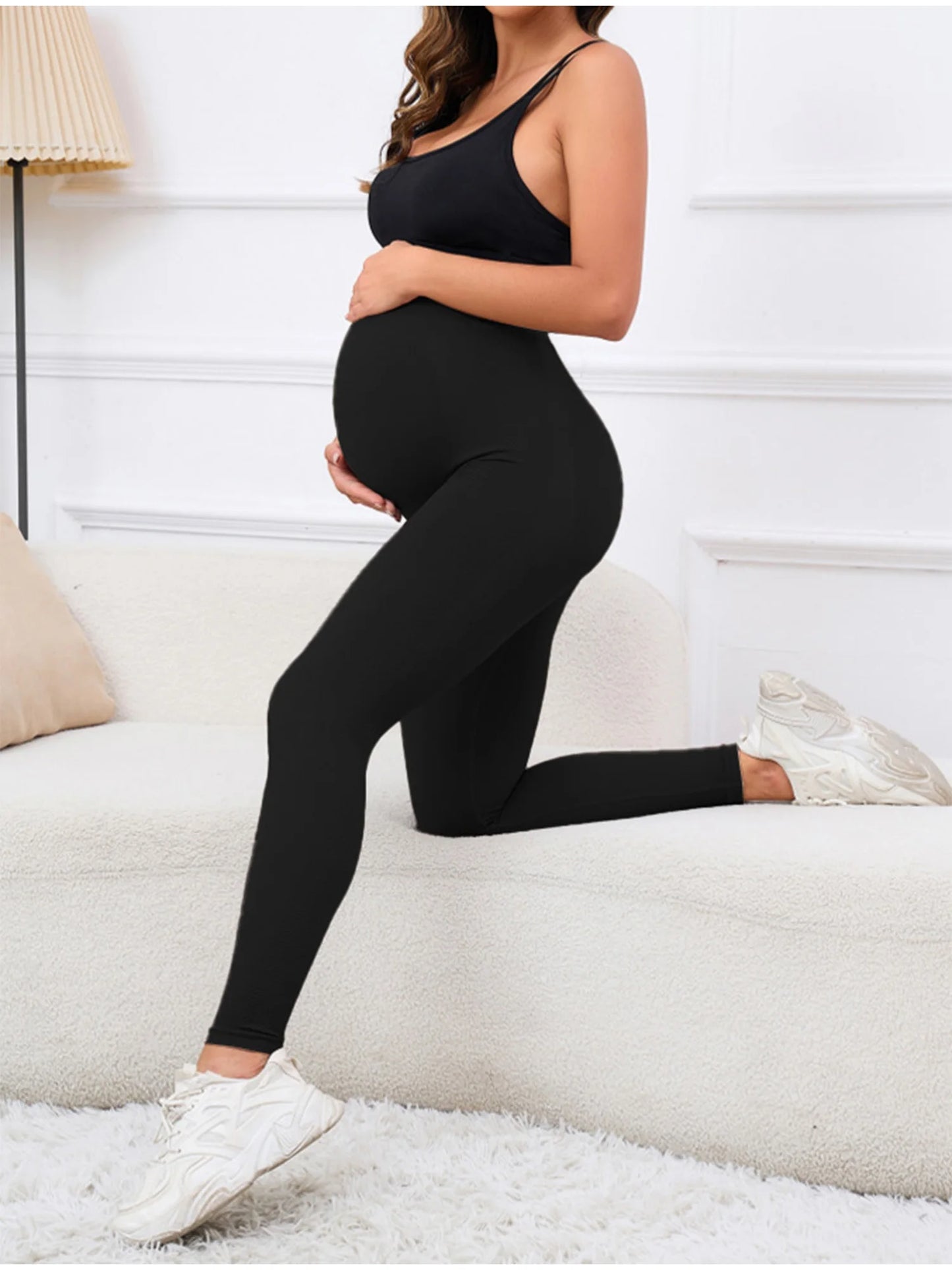 Maternity Casual Yoga Leggings with Belly Support Pregnant Woman High Waist Pilates Pants Trousers for Sports Workout Daily Wear