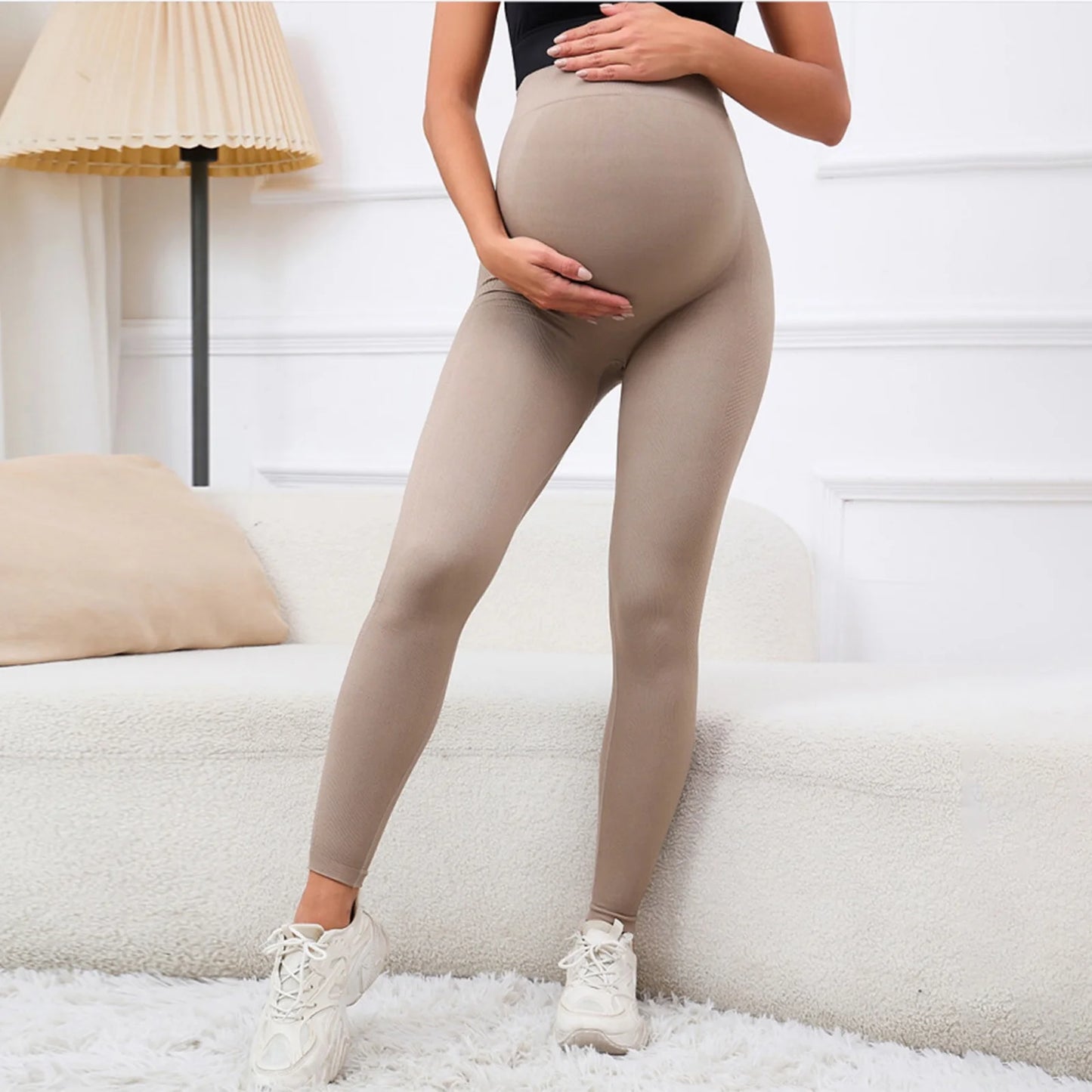 Maternity Casual Yoga Leggings with Belly Support Pregnant Woman High Waist Pilates Pants Trousers for Sports Workout Daily Wear