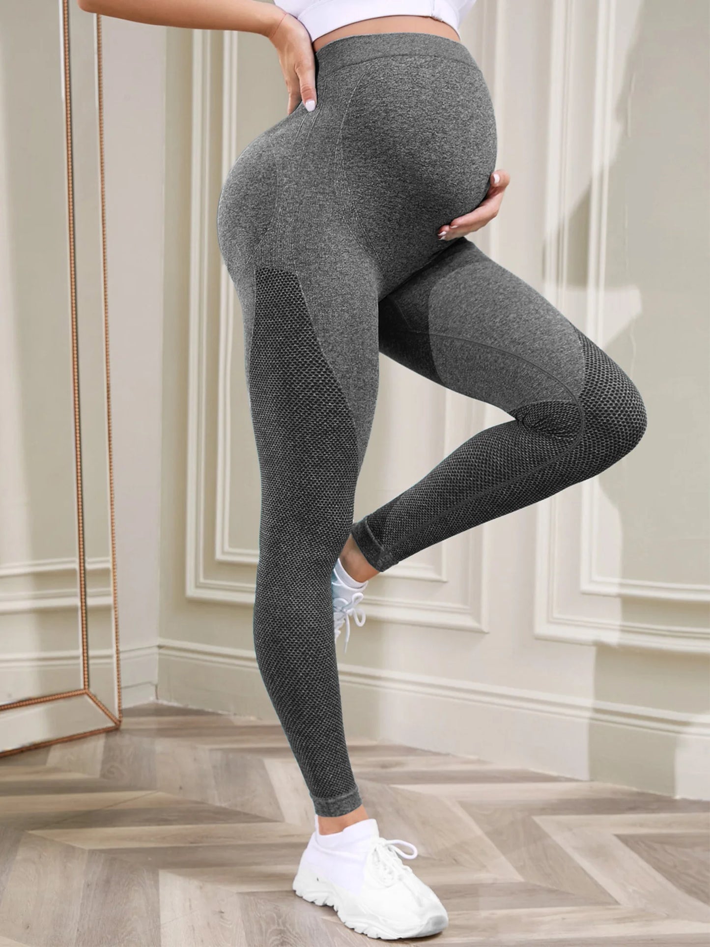 Maternity Casual Yoga Leggings with Belly Support Pregnant Woman High Waist Pilates Pants Trousers for Sports Workout Daily Wear