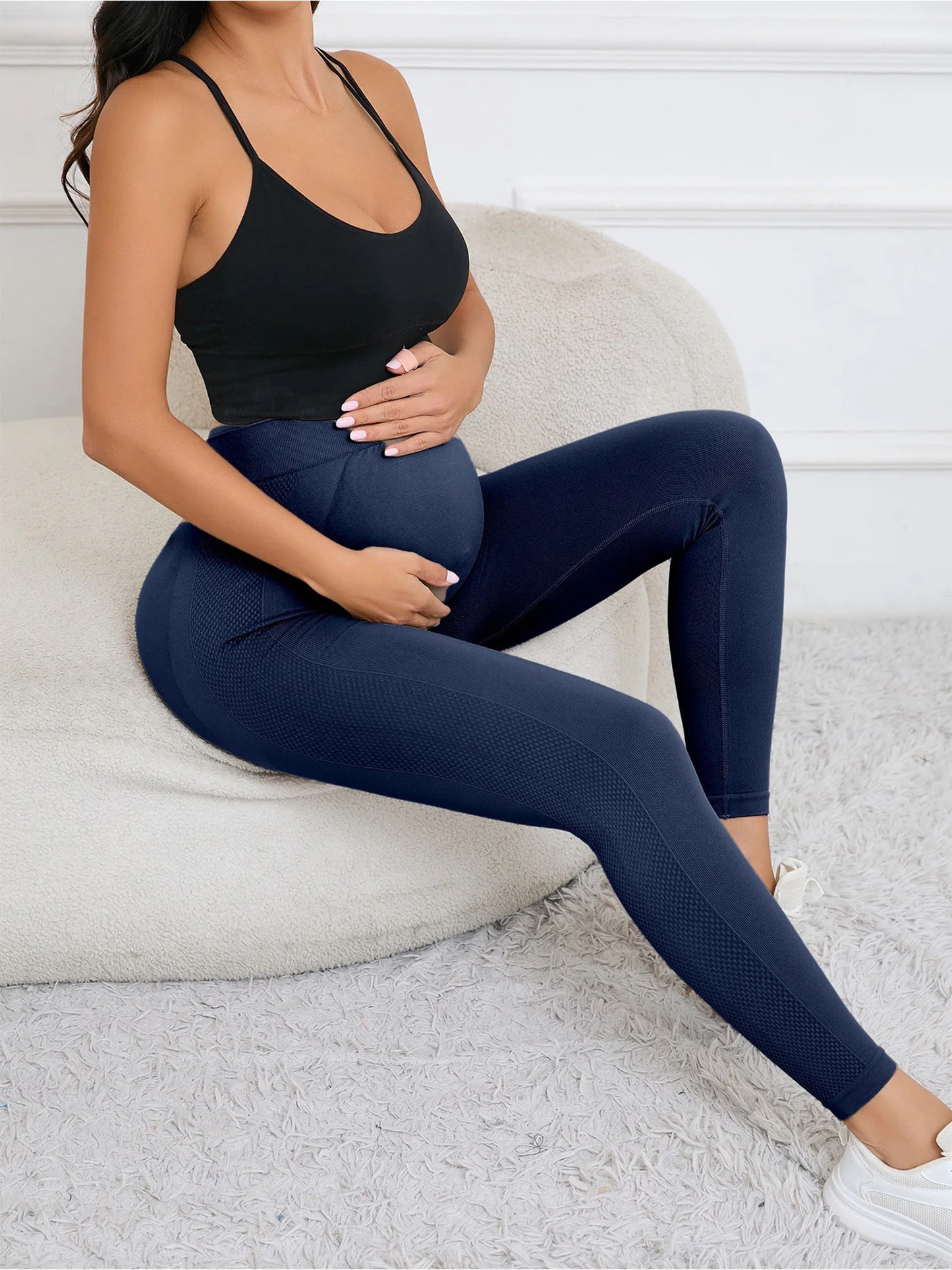 Maternity Casual Yoga Leggings with Belly Support Pregnant Woman High Waist Pilates Pants Trousers for Sports Workout Daily Wear